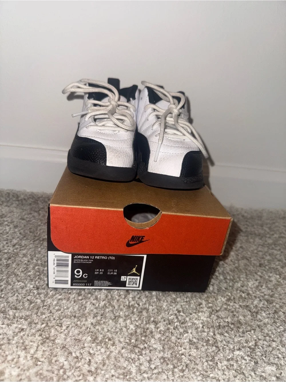 Jordan Kids White and Black Sneakers